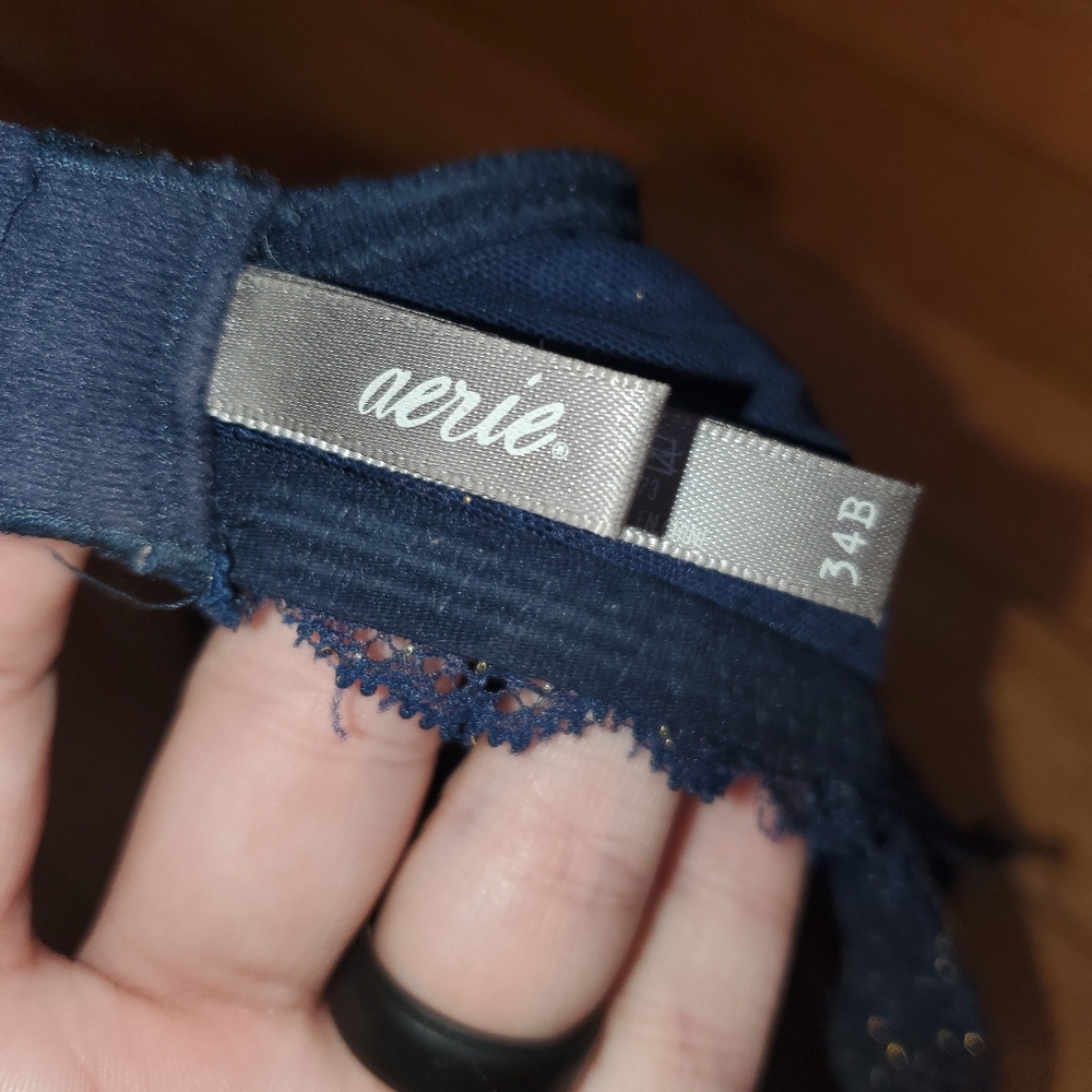 Aerie Limited Edition Navy & Gold Lace Balcony Bra Size 34B - Picture 6 of 6